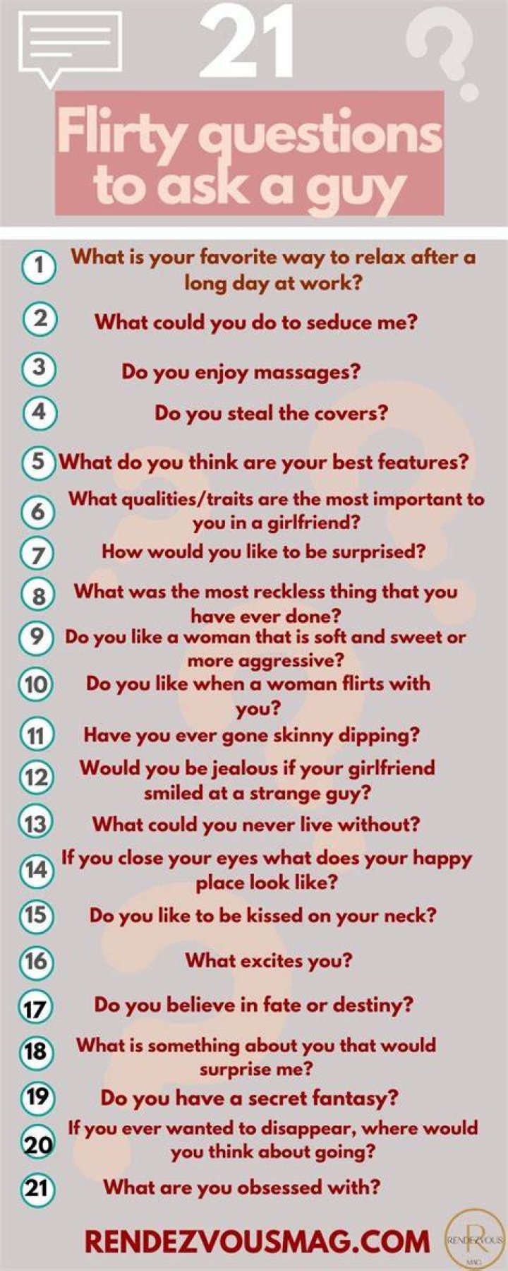 21 flirty questions to ask infographic Flirty questions, Boyfriend